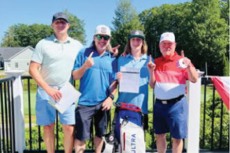 The WINNERS! Dan Hendrickson, Michael Delia, Jaxson Delia and MOAA member Mike Delia